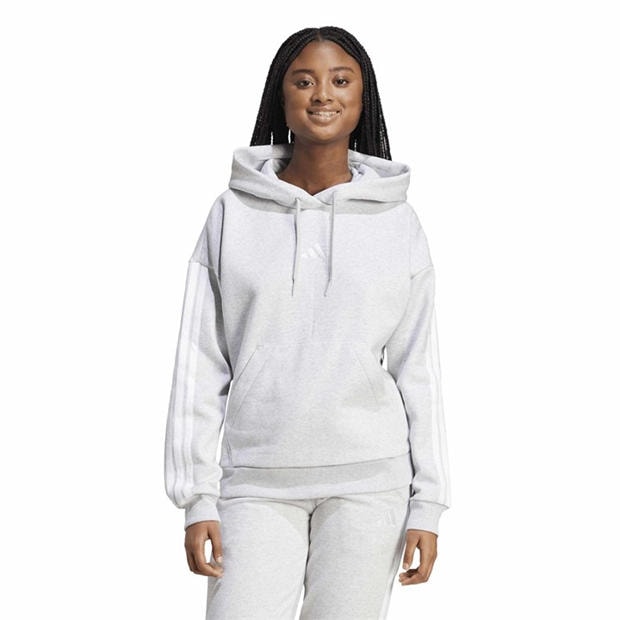 Grey - adidas - Essentials 3-Stripes Fleece Hoodie