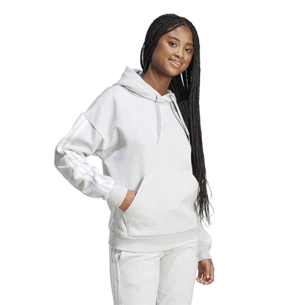 Grey - adidas - Essentials 3-Stripes Fleece Hoodie