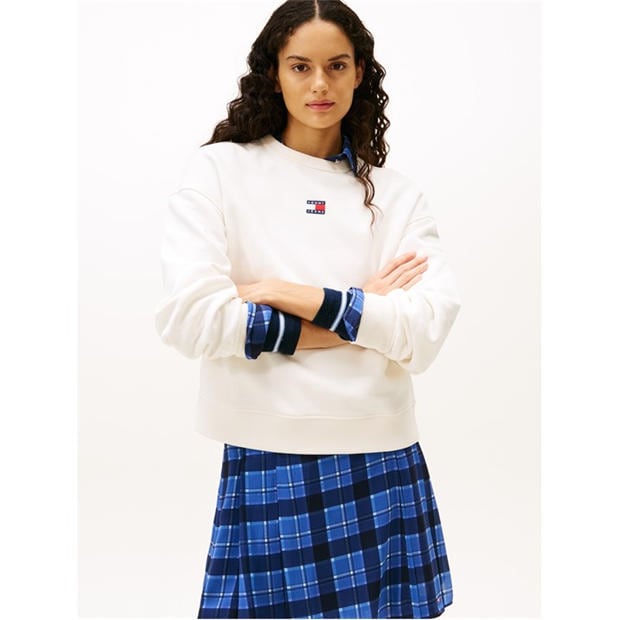 Biały - Tommy Jeans - Women's Badge Crew Sweatshirt