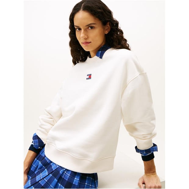 Biały - Tommy Jeans - Women's Badge Crew Sweatshirt