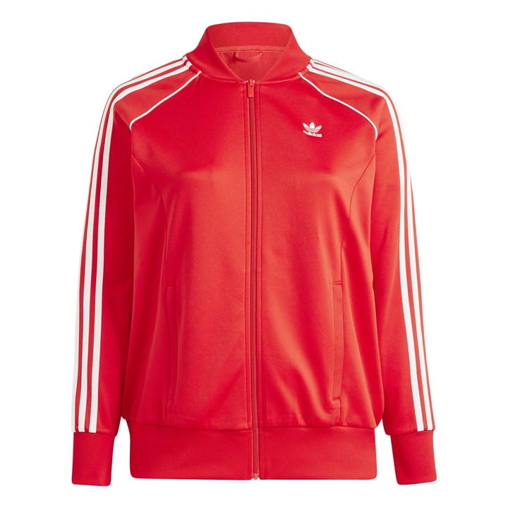 Adidas Originals Women's Red Adidas Signature Three Stripe Track Top in Size 22, Sports Direct