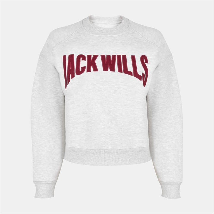 Jack Wills Women's Grey Jw Varsity Crew Sweatshirt in Size 10, Sports Direct