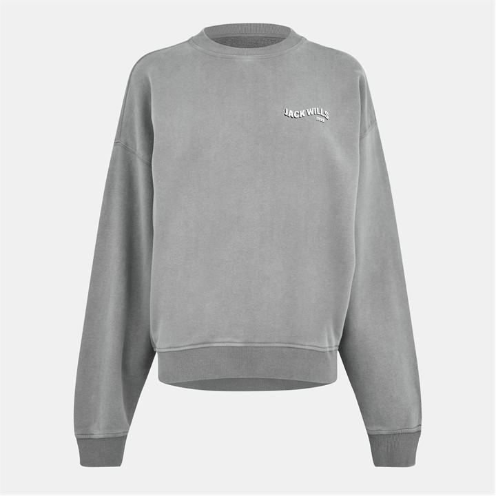 Jack Wills Women's Grey Jw Washed Crew Sweatshirt in Size 12, Sports Direct