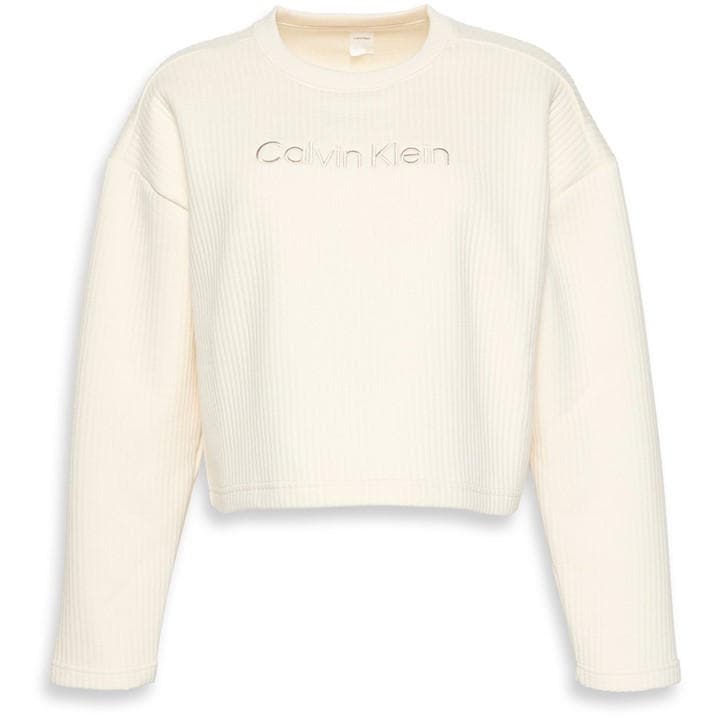 Calvin Klein Women's White Calvin Ls Qultd Swt Ld54 in Size 12, Sports Direct