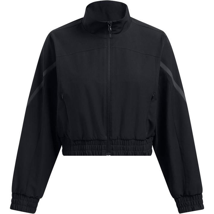 Under Armour Women's Black Unstoppable Cropped Tracksuit Top in Size 14, Sports Direct