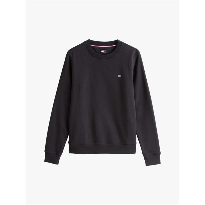 Tommy Jeans Women's Black Embroidered Crew Sweatshirt in Size 14, Sports Direct