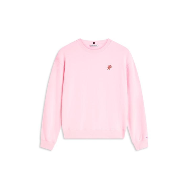 Tommy Hilfiger Women's Pink Script Crew Sweatshirt in Size 8, Sports Direct