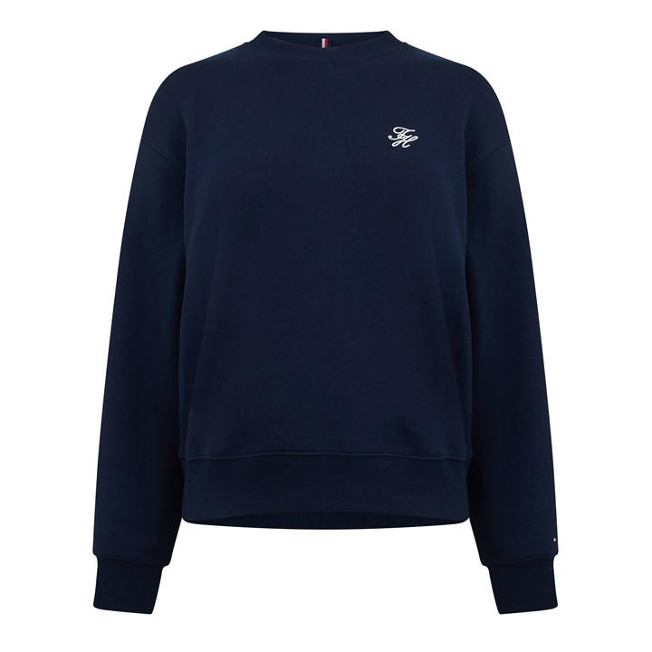 Tommy Hilfiger Women's Blue Script Crew Sweatshirt in Size 12, Sports Direct