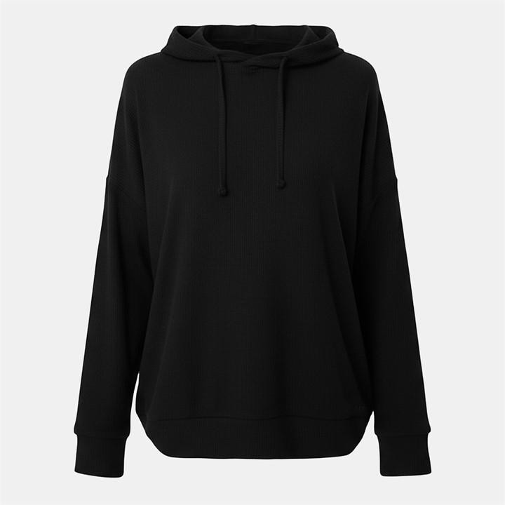 Usa Pro Women's Black Ribbed Slouchy Hoodie in Size 10, Sports Direct