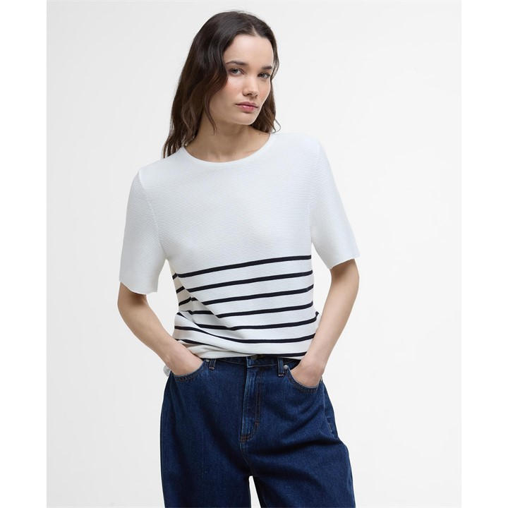 Barbour Women's White Ivy Knit Jumper in Size 16, Sports Direct