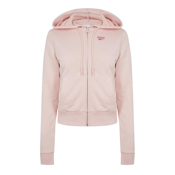 Reebok Women's Pink French Terry Full-Zip Hoodie in Size 4, Sports Direct