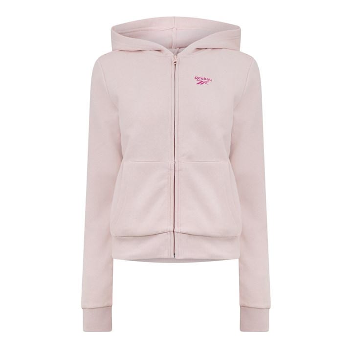 Reebok Women's Pink Fleece Full-Zip Hoodie in Size 4, Sports Direct