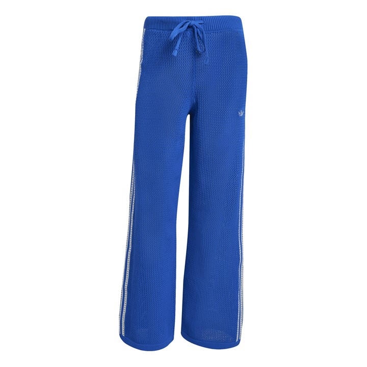 Adidas Originals Women's Blue Crochet Top Open Hem Fleece Jogger in Size 10, Sports Direct