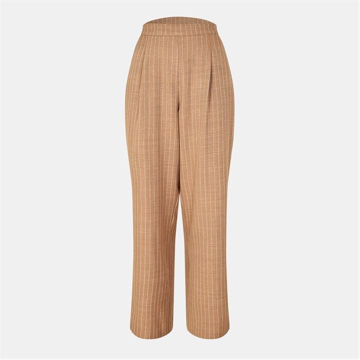 Biba Women's Neutral Striped Wide Leg Trousers in Size 16, Sports Direct