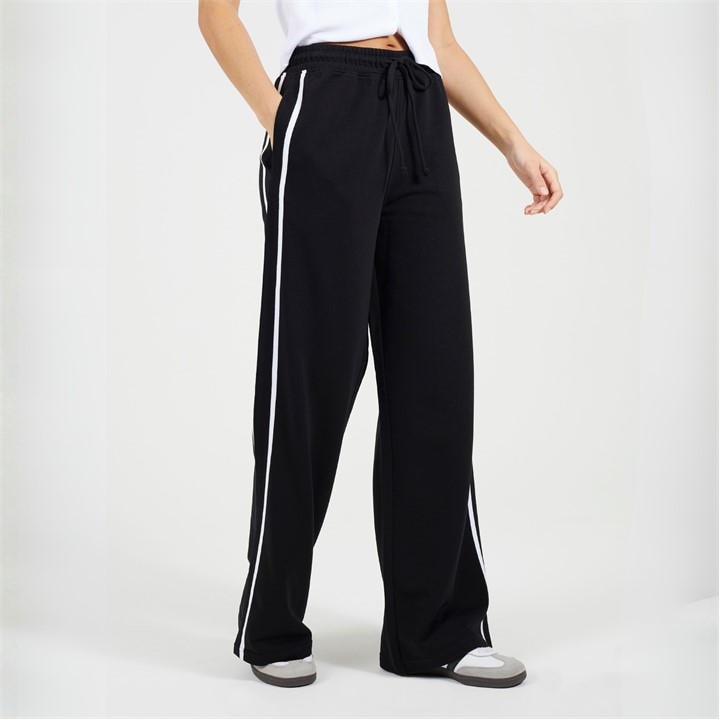 Brave Soul Women's Black Bs Wide Leg Jogger With Side Stripe Detail in Size 14, Sports Direct