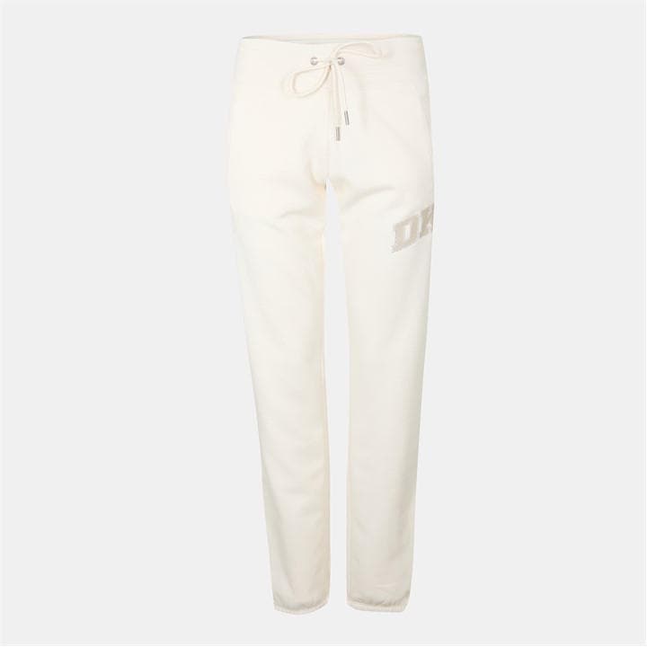 Dkny Women's Cream Logo Fleece Tapered Joggers in Size 12, Sports Direct