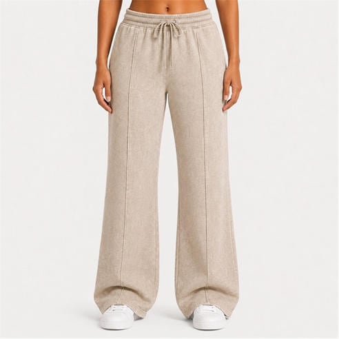I Saw It First - Washed Pintuck Wide Leg Jogger