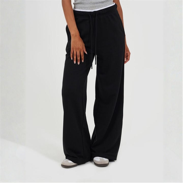 Brave Soul Women's Black Bs Wide Leg Jogger With Contrast Double Waistband Detail in Size 8, Sports Direct