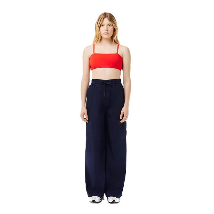 Lacoste Women's Blue Oversized Wide Leg Trousers in Size 8, Sports Direct