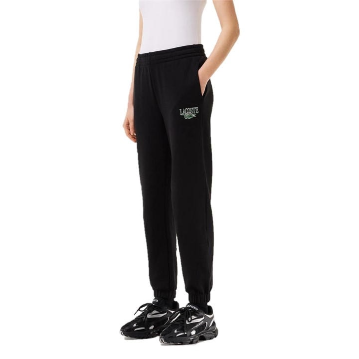 Lacoste Women's Black Logo Closed Hem Fleece Joggers in Size 8, Sports Direct