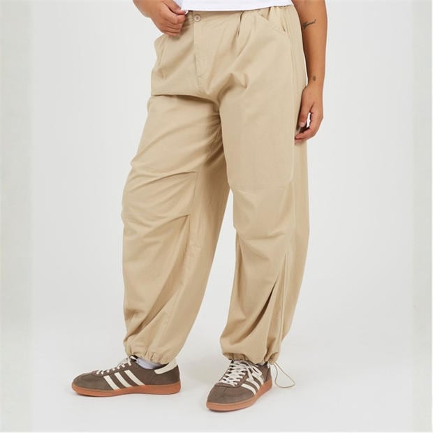 Stone - Brave Soul - Plus Size Utility Cargo Parachute Trousers
