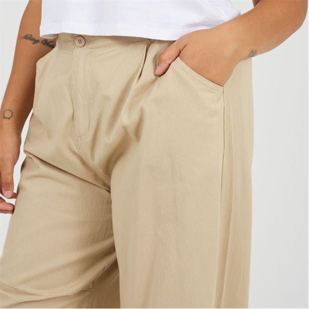 Stone - Brave Soul - Plus Size Utility Cargo Parachute Trousers