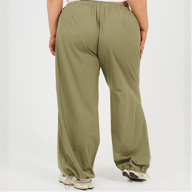 Khaki - Brave Soul - Plus Size Utility Cargo Parachute Trousers