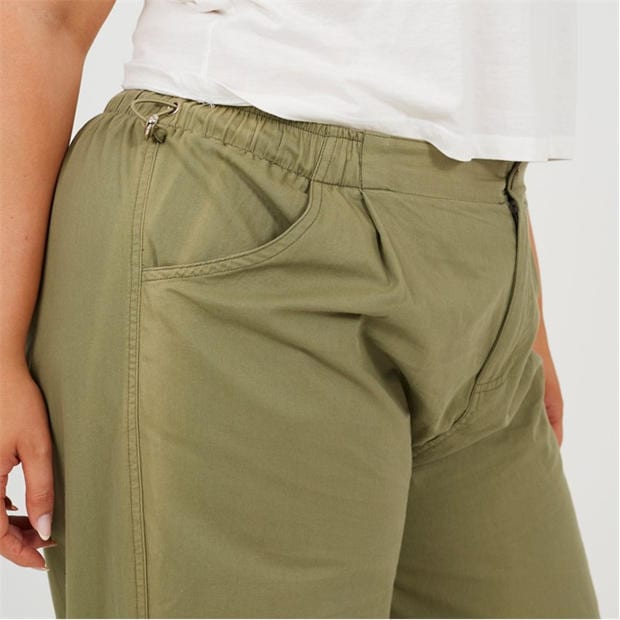 Khaki - Brave Soul - Plus Size Utility Cargo Parachute Trousers