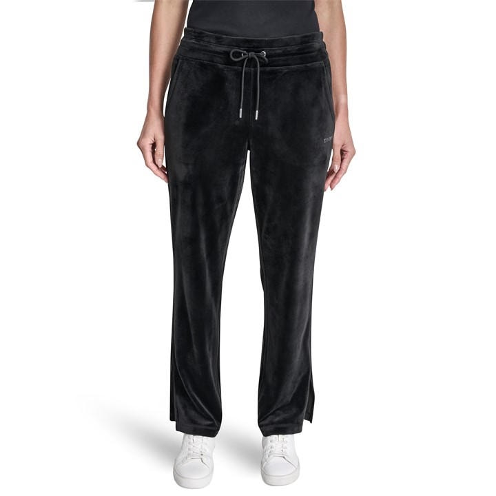 Dkny Women's Black Sport Velour Open Hem Fleece Joggers in Size 16, Sports Direct