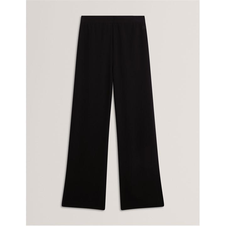 Ted Baker Women's Black Piping Detail Pull-On Wide Leg Trousers in Size 10, Sports Direct