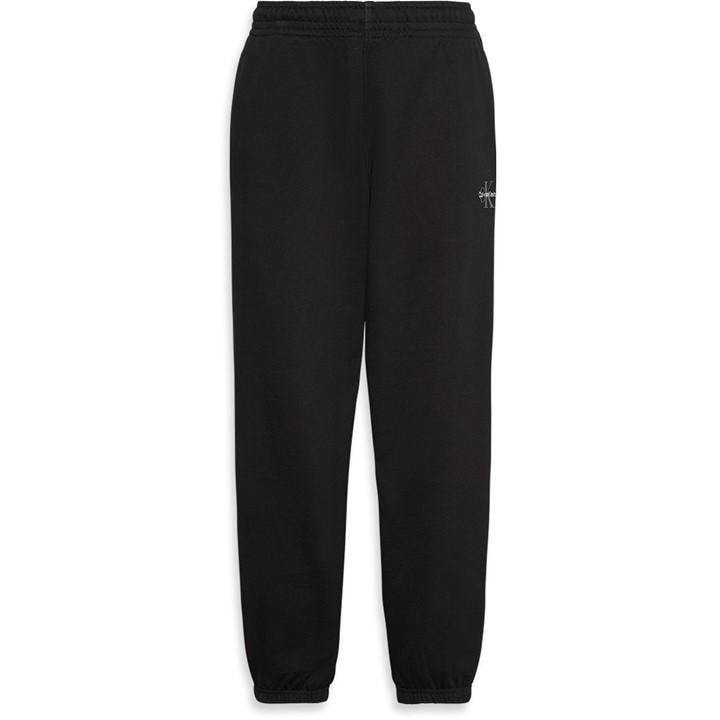Calvin Klein Jeans Women's Black Ckj Mono Closed Hem Fleece Joggers in Size 14, Sports Direct