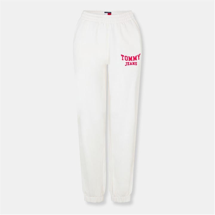Tommy Jeans Women's White Varsity Cuffed Ankle Fleece Joggers in Size 14, Sports Direct