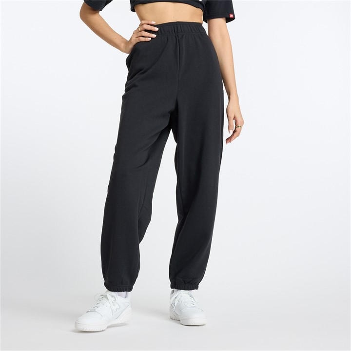 New Balance Women's Black Closed Hem Fleece Joggers in Size 12, Sports Direct