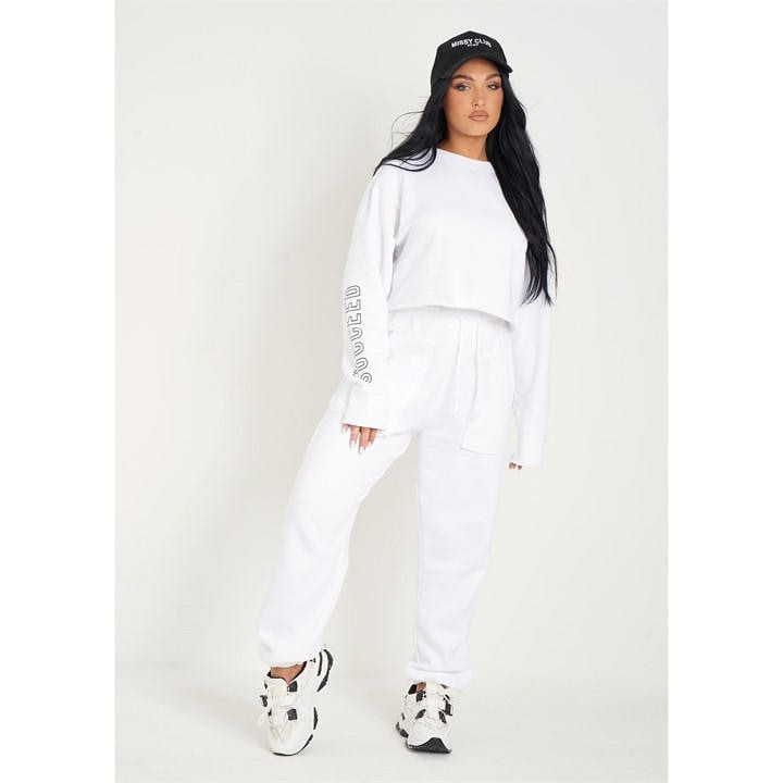 Missy Empire Women's White Pocket Front Oversized Joggers in Size 4, Sports Direct