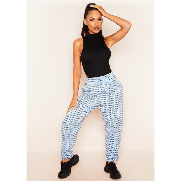 Missy Empire Women's I'm Real Slogan Joggers - Blue - 8 (XS) - Image 2