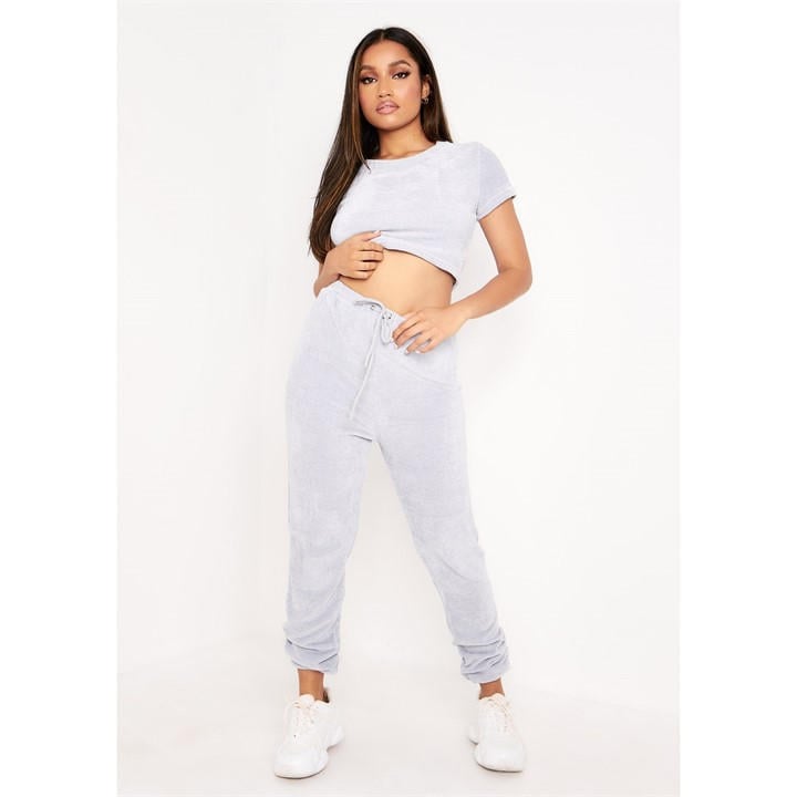 Missy Empire Women's Blue Chenille Drawstring Joggers in Size 8, Sports Direct