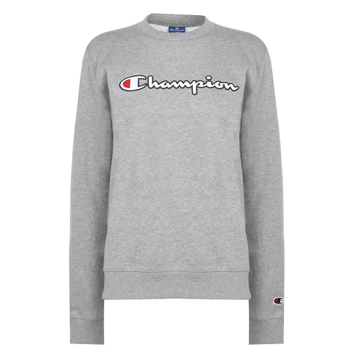 Champion Women's Grey Script Crew Neck Sweatshirt in Size 8, Sports Direct