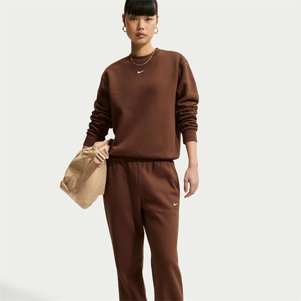 Chocolate Brown - Nike - Sportswear Phoenix Fleece Women's High-Waisted Wide-Leg Sweatpants