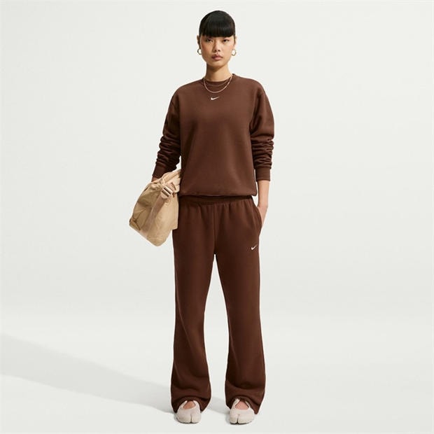 Chocolate Brown - Nike - Sportswear Phoenix Fleece Women's High-Waisted Wide-Leg Sweatpants