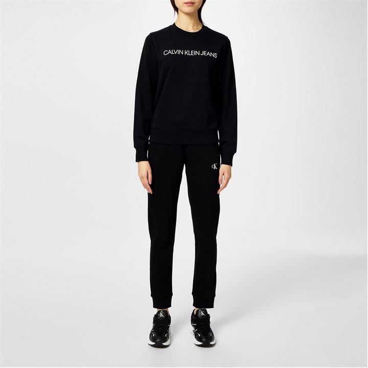 Calvin Klein Jeans Women's Black Embroidered Logo Joggers in Size 18, Sports Direct
