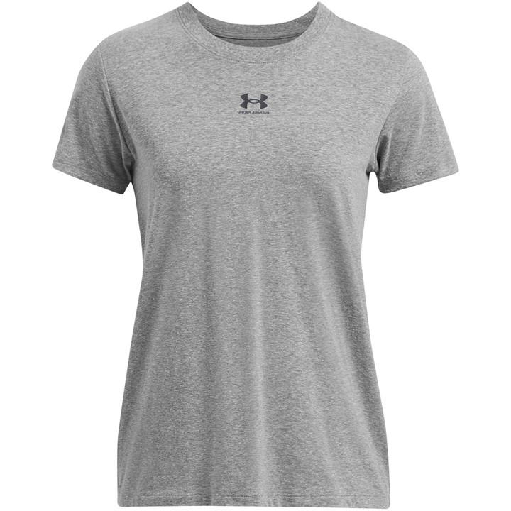 Under Armour Women's Grey Rival Core Short-Sleeve Oversized T-Shirt in Size 8, Sports Direct