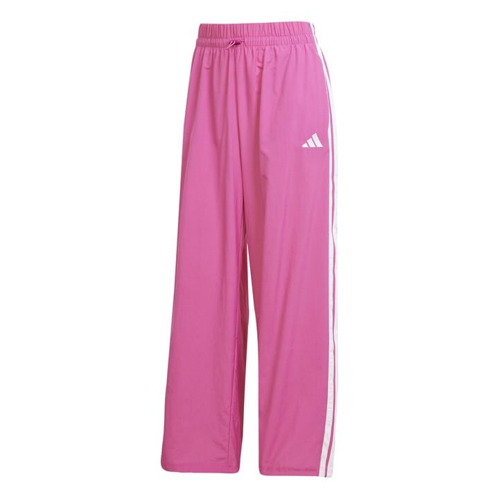 Adidas Women's Pink Essentials 3-Stripes Lifestyle Woven Parachute Tracksuit Bottoms Small