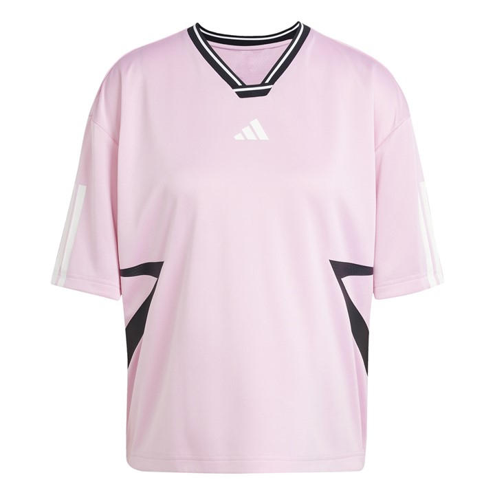 Adidas Women's Pink Tiro Cut 3-Stripes Colorblock Boyfriend T-Shirt in Size L, Sports Direct