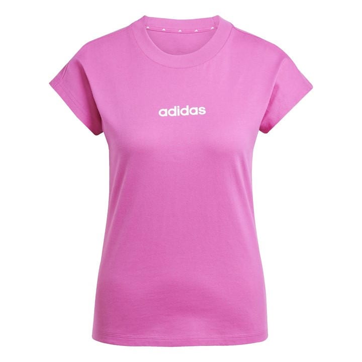 Adidas Women's Pink Essentials Linear Cotton T-Shirt in Size M, Sports Direct