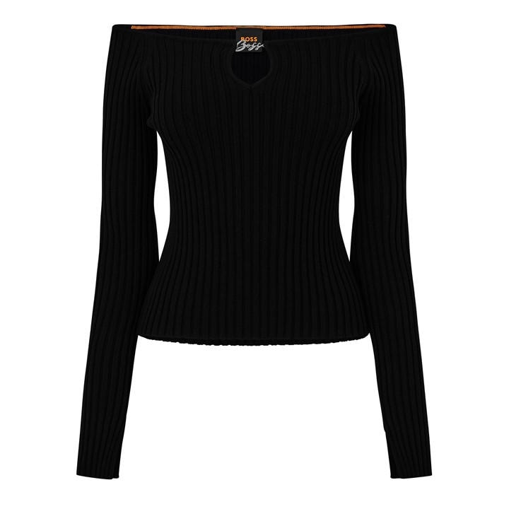 Boss Women's Black C Fayez Knitted Top in Size 8, Sports Direct