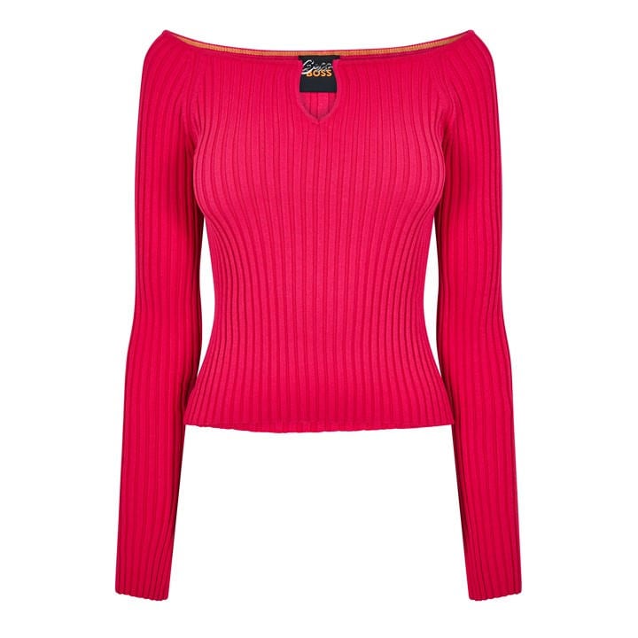 Boss Women's Pink C Fayez Knitted Top in Size 8, Sports Direct