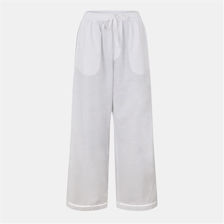 Jack Wills Women's White Linen Trousers in Size 8, Sports Direct