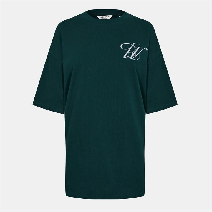 Jack Wills Women's Green Jw Oversized Applique T-Shirt in Size 12, Sports Direct