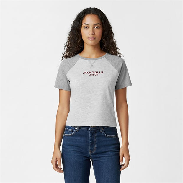 Grey Marl - Jack Wills - Women's JW Pop Graphic Oversized T-Shirt