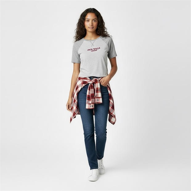 Grey Marl - Jack Wills - Women's JW Pop Graphic Oversized T-Shirt